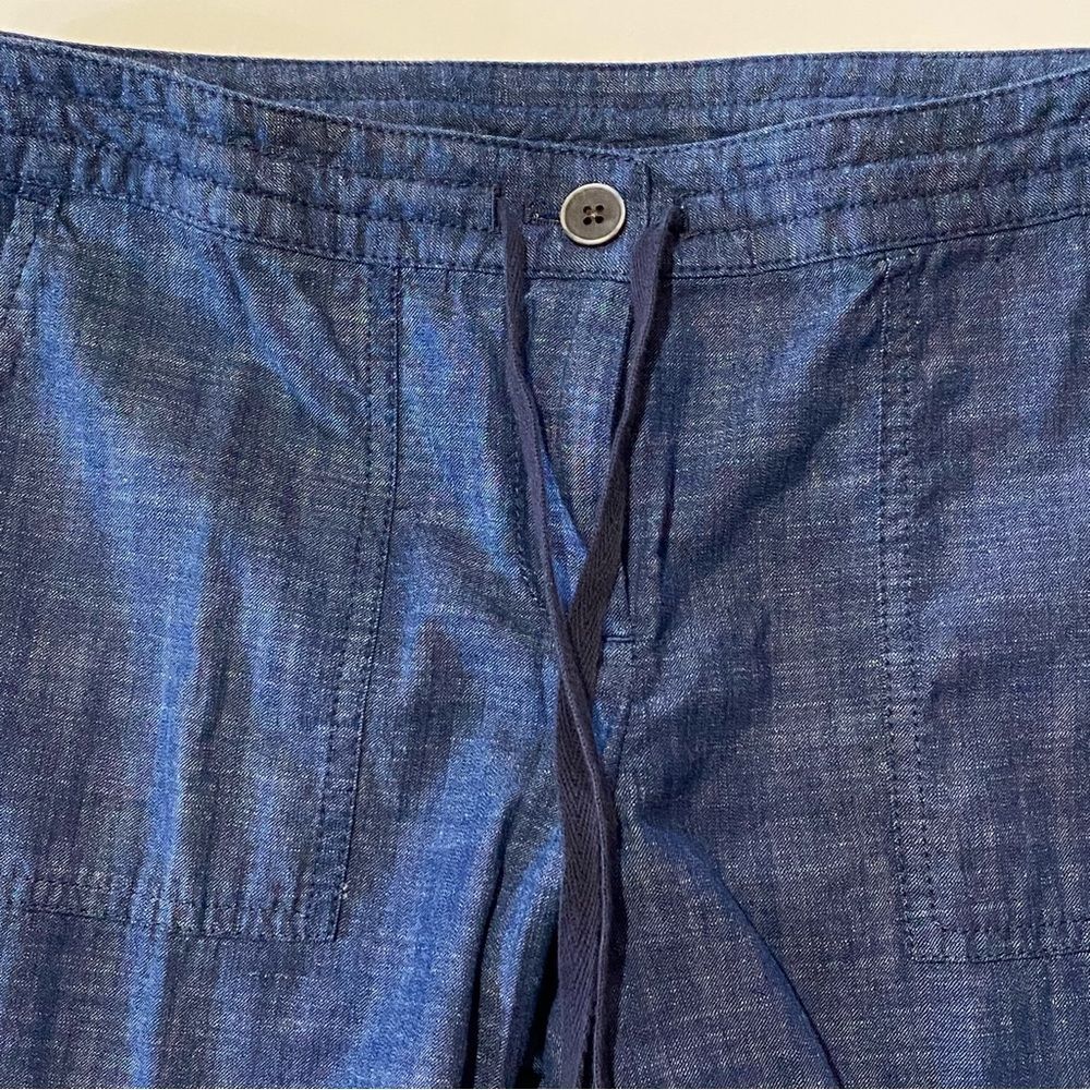 Talbots Petites Signature Rolled Cuff Blue Chambray Denim Ankle Pants Size 4P - Picture 3 of 16